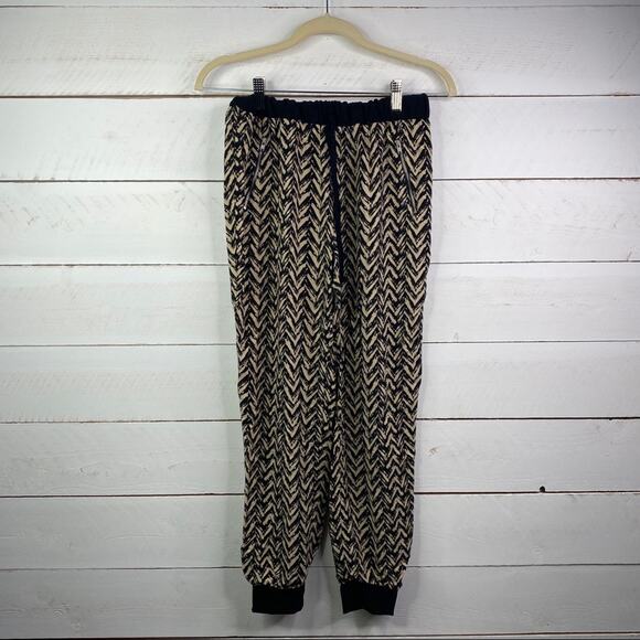 JOE B Black & Tan Aztec Herringbone Lounge Jogger Pants Size Medium - Picture 1 of 8